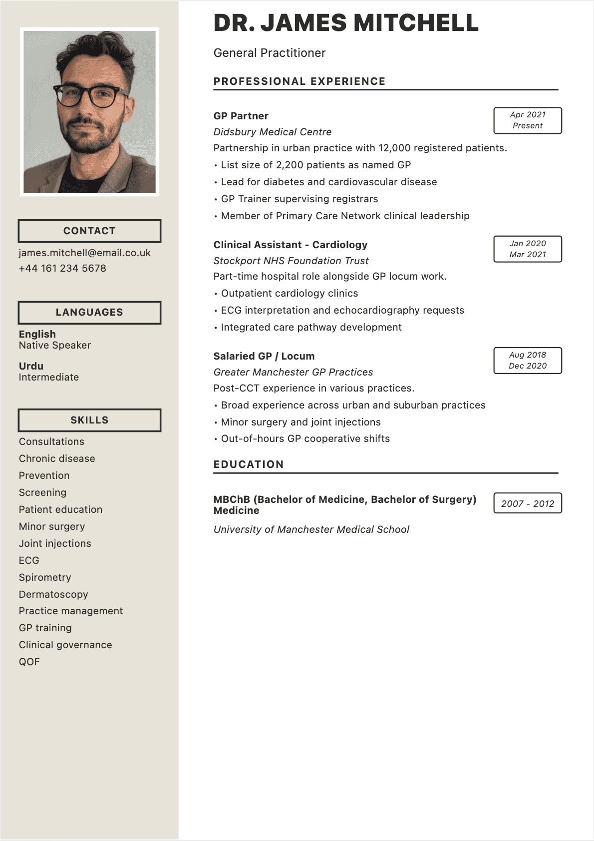 Doctor resume example