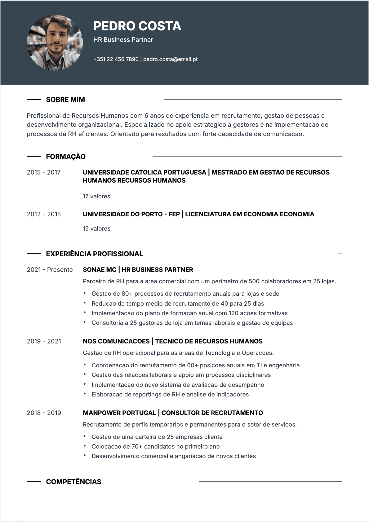 CV Especialista em RH - Confirmé CV Especialista em RH Confirmé - CV Especialista em RH