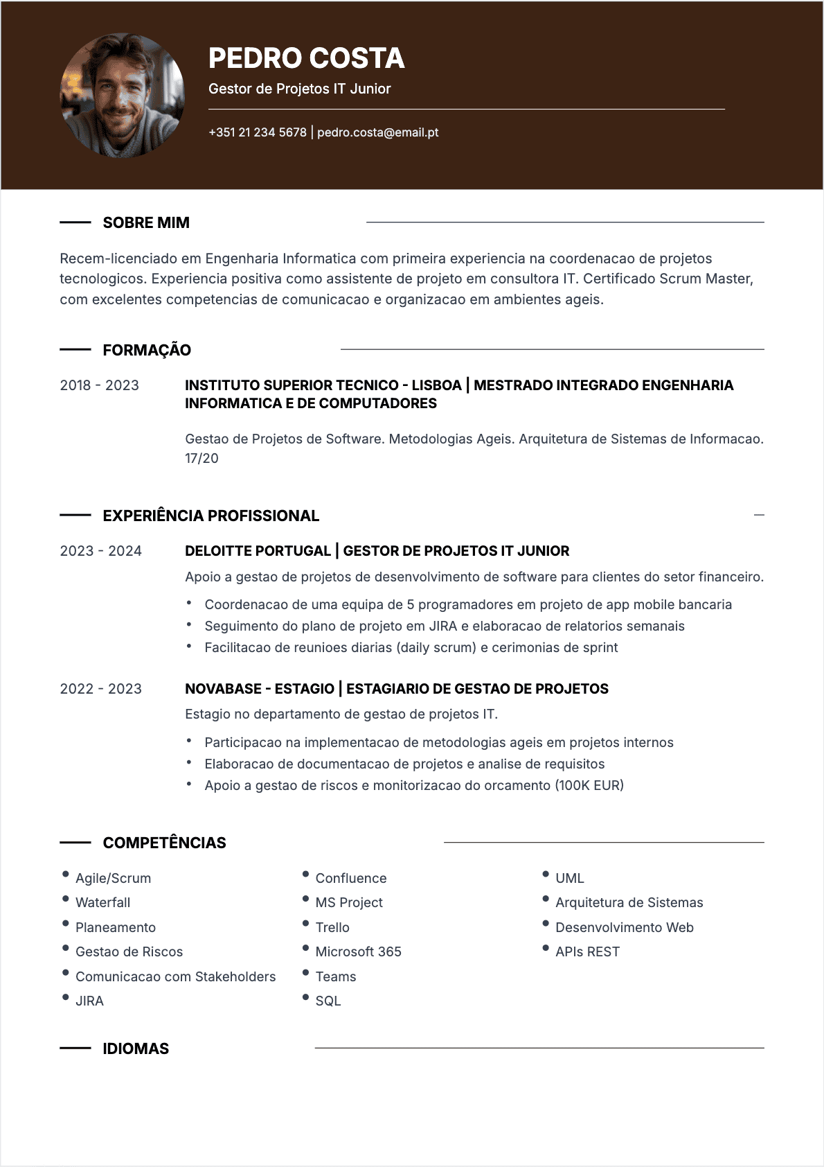 CV Gestor de projeto TI - Junior CV Gestor de projeto TI Junior - CV Gestor de projeto TI