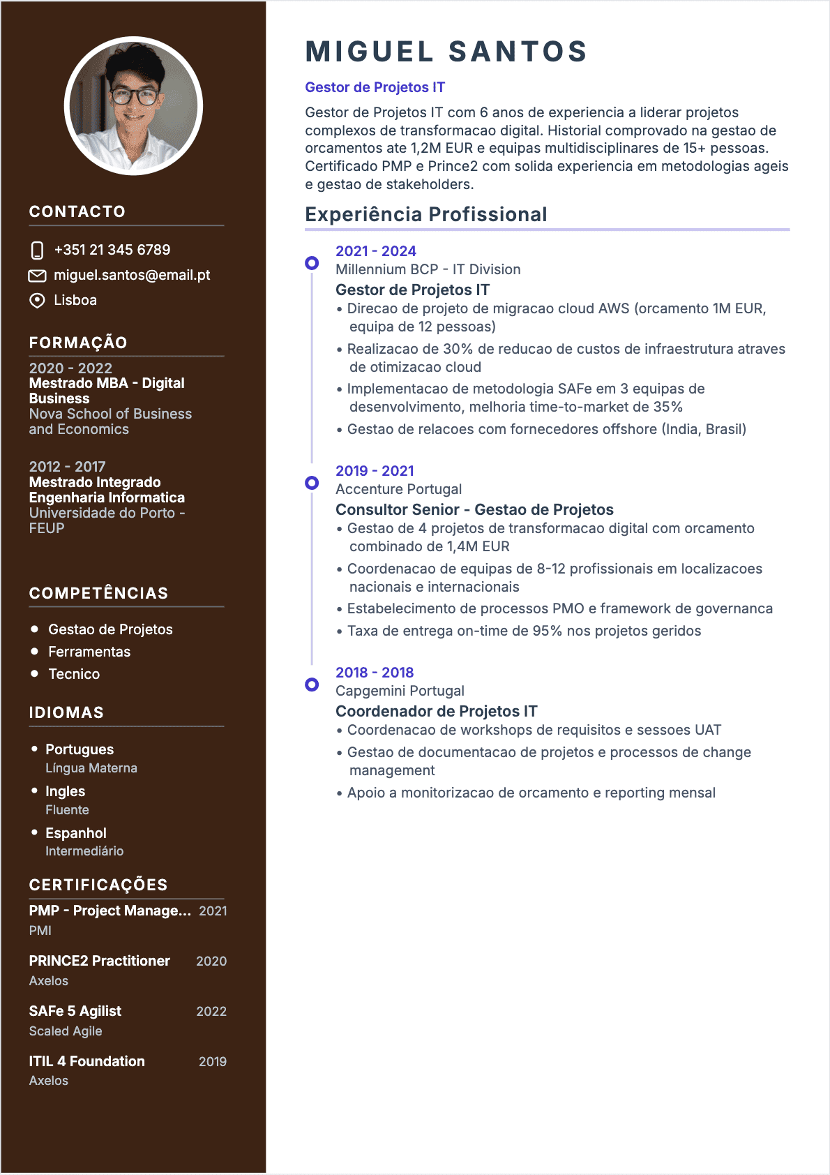 CV Gestor de projeto TI - Confirmé CV Gestor de projeto TI Confirmé - CV Gestor de projeto TI