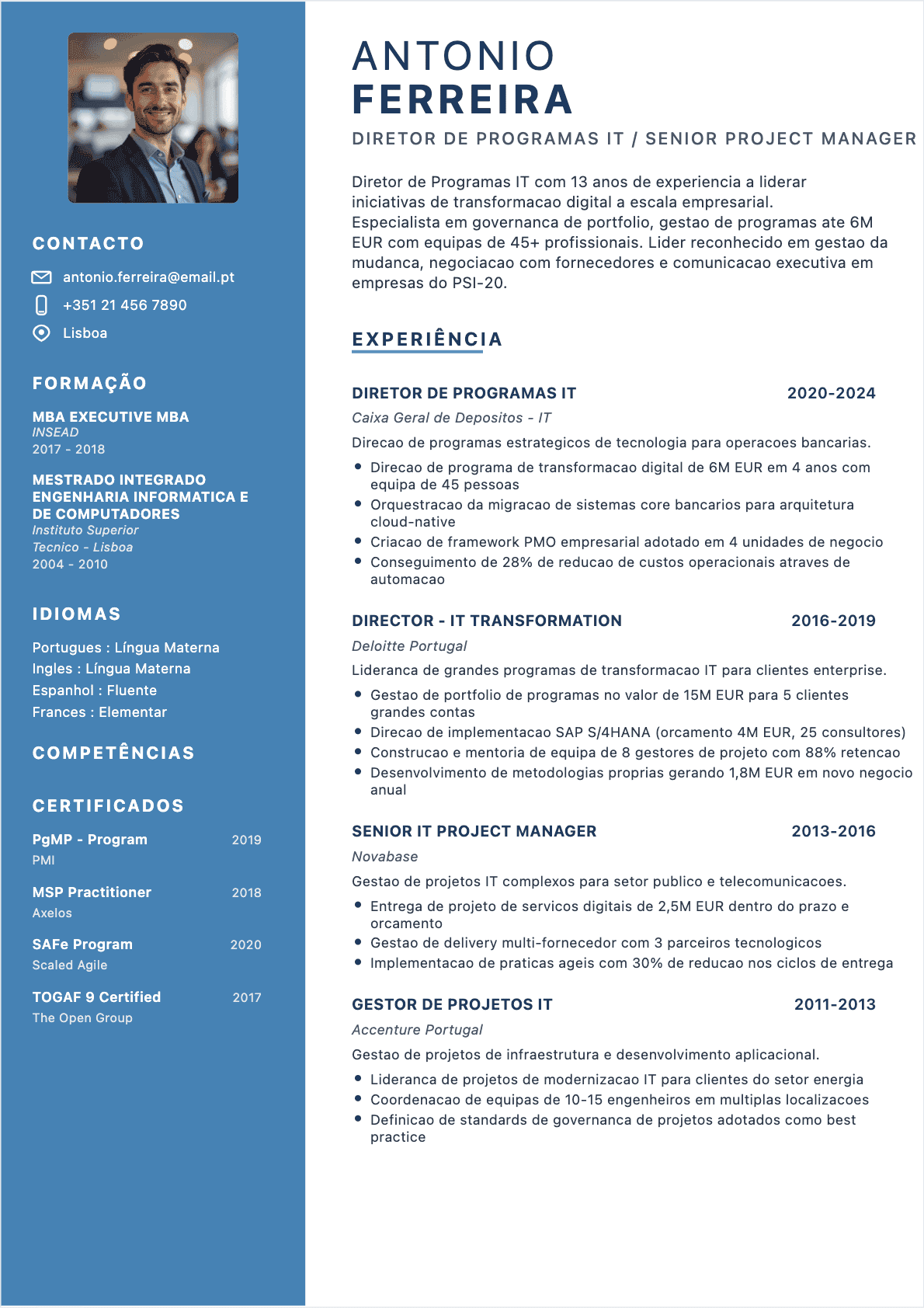 CV Gestor de projeto TI - Senior CV Gestor de projeto TI Senior - CV Gestor de projeto TI