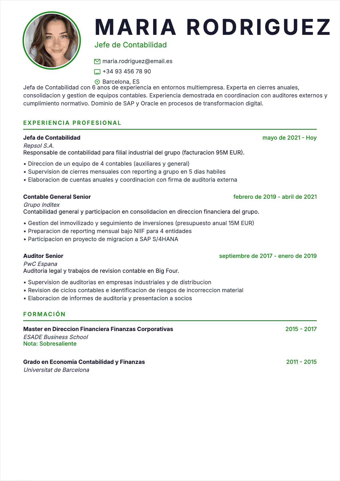 CV Jefe de contabilidad - Confirmé CV Jefe de contabilidad Confirmé - CV Jefe de contabilidad