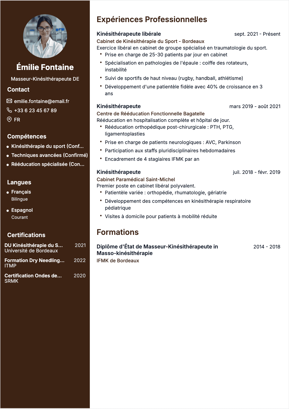 CV Kinésithérapeute