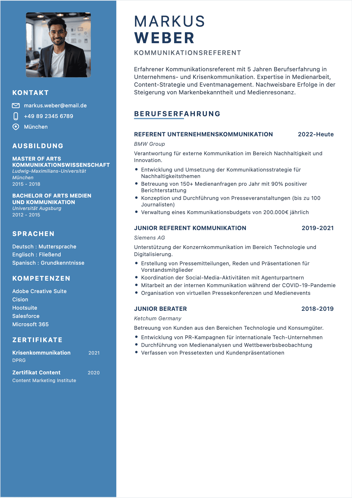 Kommunikationsspezialist Lebenslauf - Confirmé CV Kommunikationsspezialist Confirmé - Kommunikationsspezialist Lebenslauf