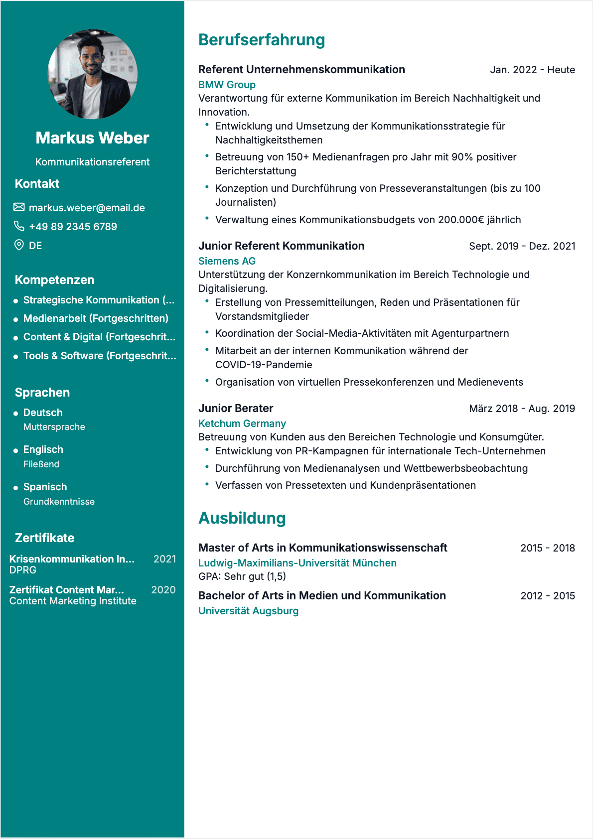 Kommunikationsspezialist Lebenslauf - Confirmé CV Kommunikationsspezialist Confirmé - Kommunikationsspezialist Lebenslauf