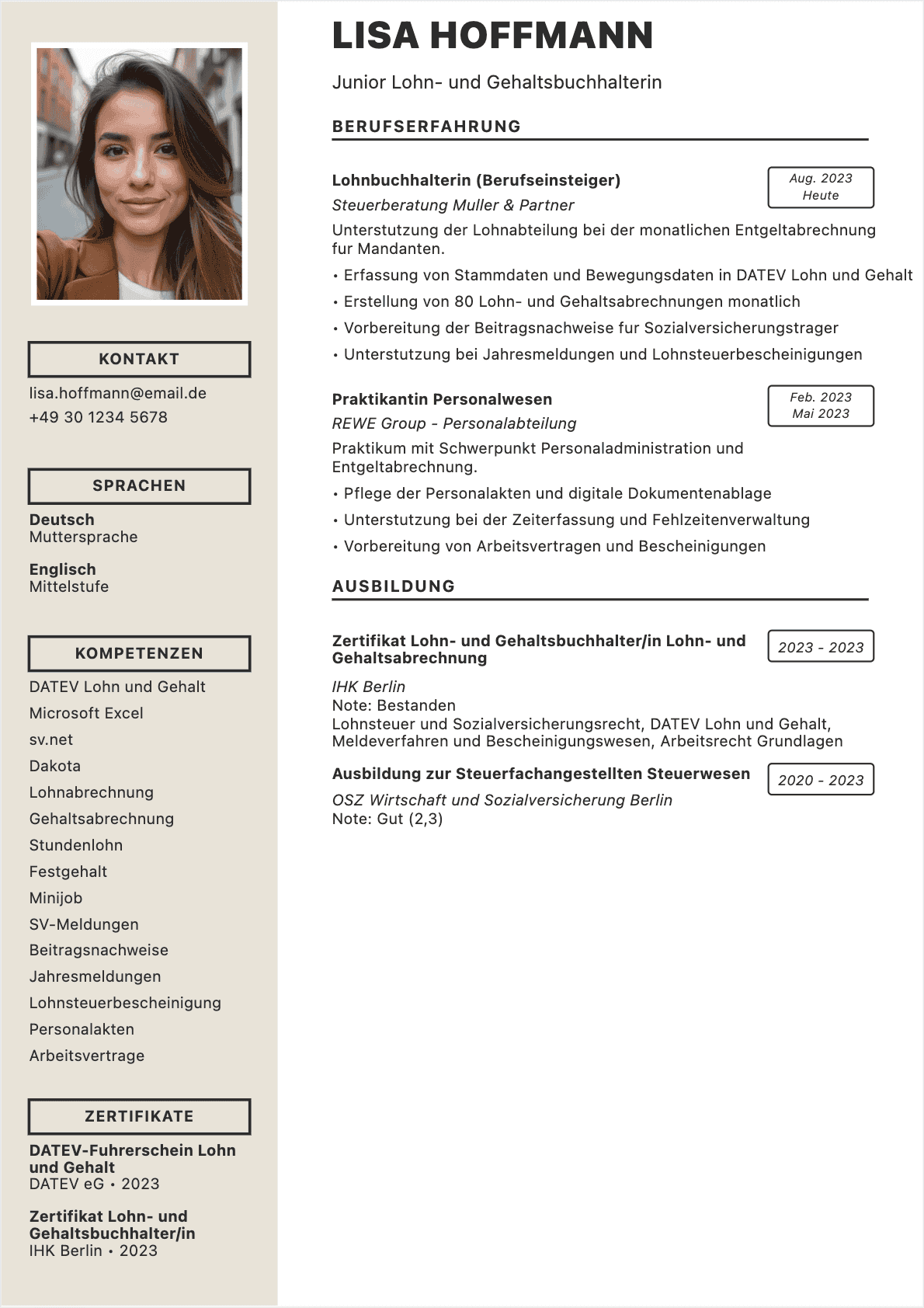 Payroll Manager Lebenslauf - Junior CV Payroll Manager Junior - Payroll Manager Lebenslauf