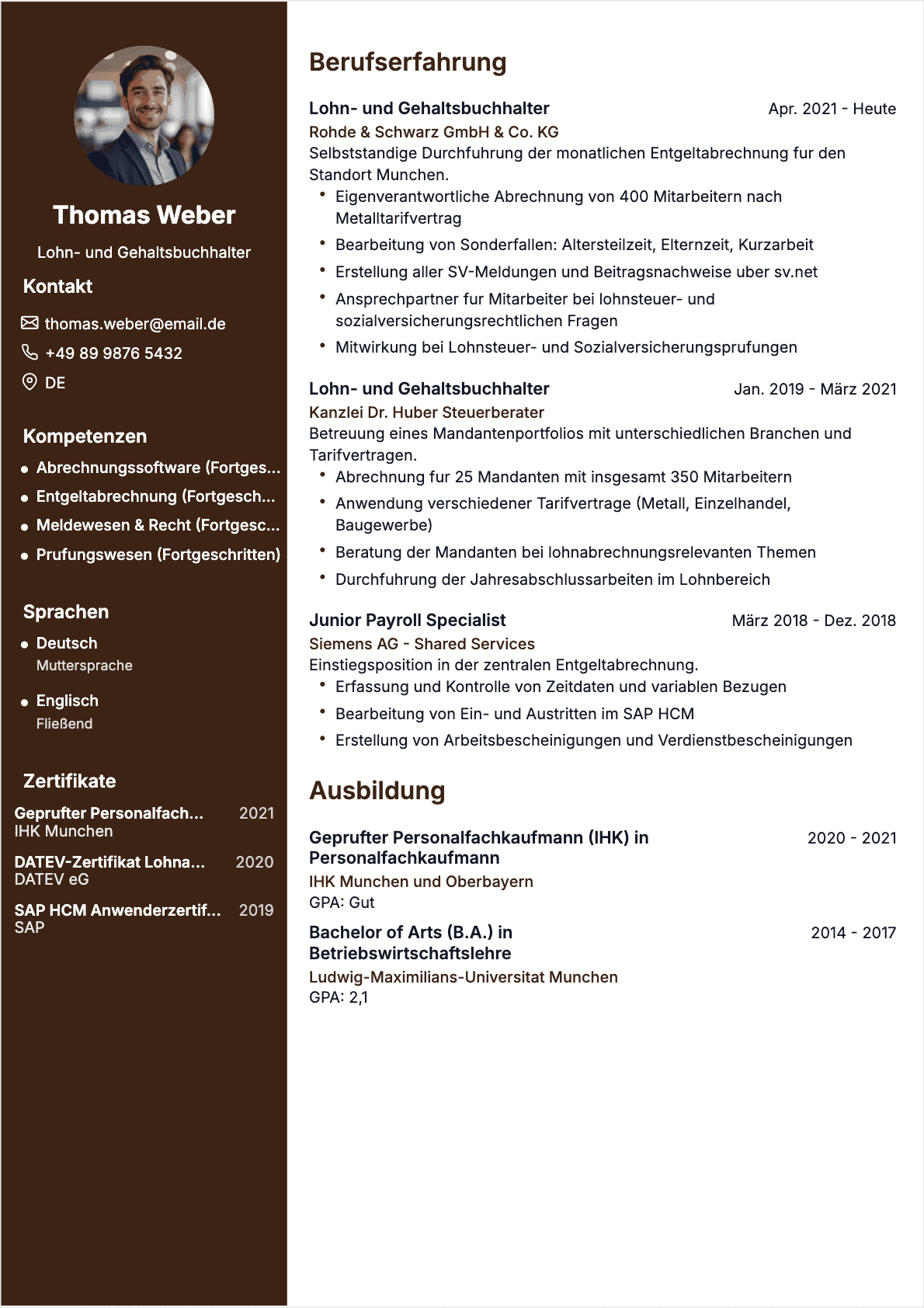 Payroll Manager Lebenslauf - Confirmé CV Payroll Manager Confirmé - Payroll Manager Lebenslauf