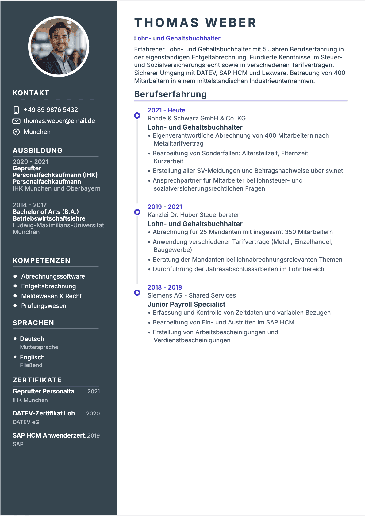 Payroll Manager Lebenslauf - Confirmé CV Payroll Manager Confirmé - Payroll Manager Lebenslauf