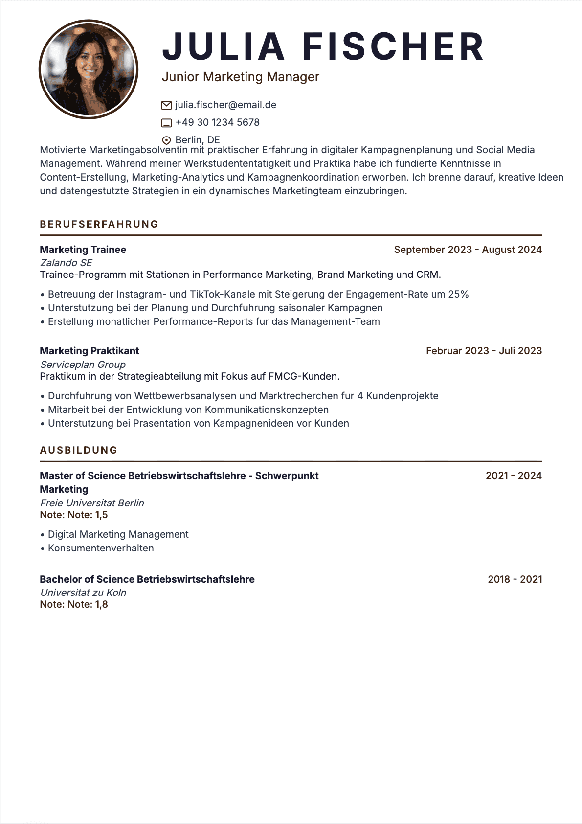 Marketing-Spezialist Lebenslauf - Junior CV Marketing-Spezialist Junior - Marketing-Spezialist Lebenslauf