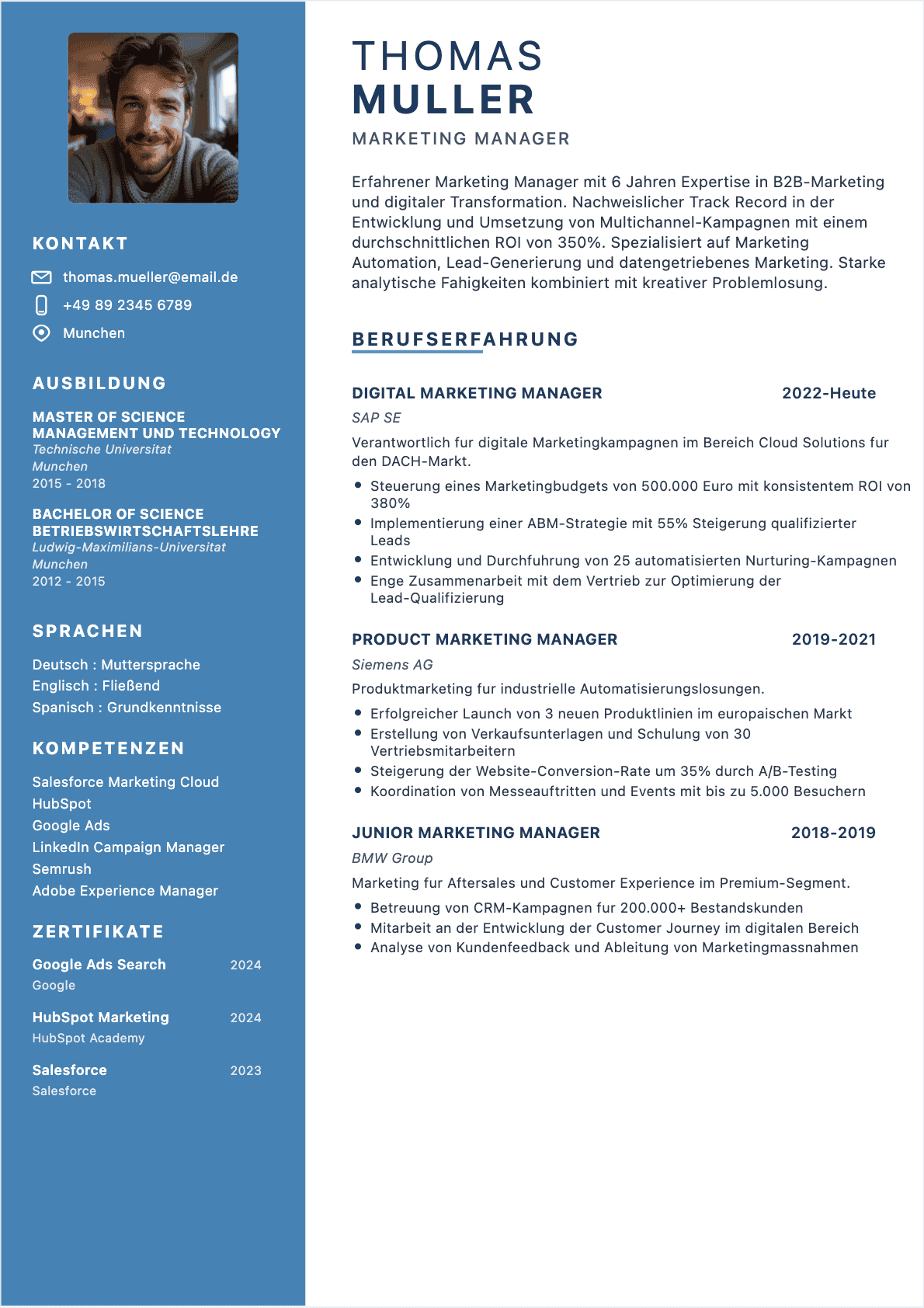 Marketing-Spezialist Lebenslauf - Confirmé CV Marketing-Spezialist Confirmé - Marketing-Spezialist Lebenslauf