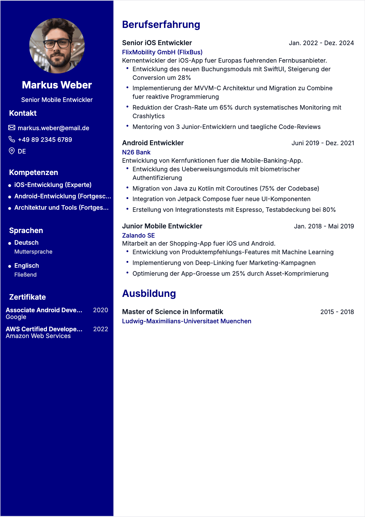 Mobile Entwickler Lebenslauf - Confirmé CV Mobile Entwickler Confirmé - Mobile Entwickler Lebenslauf