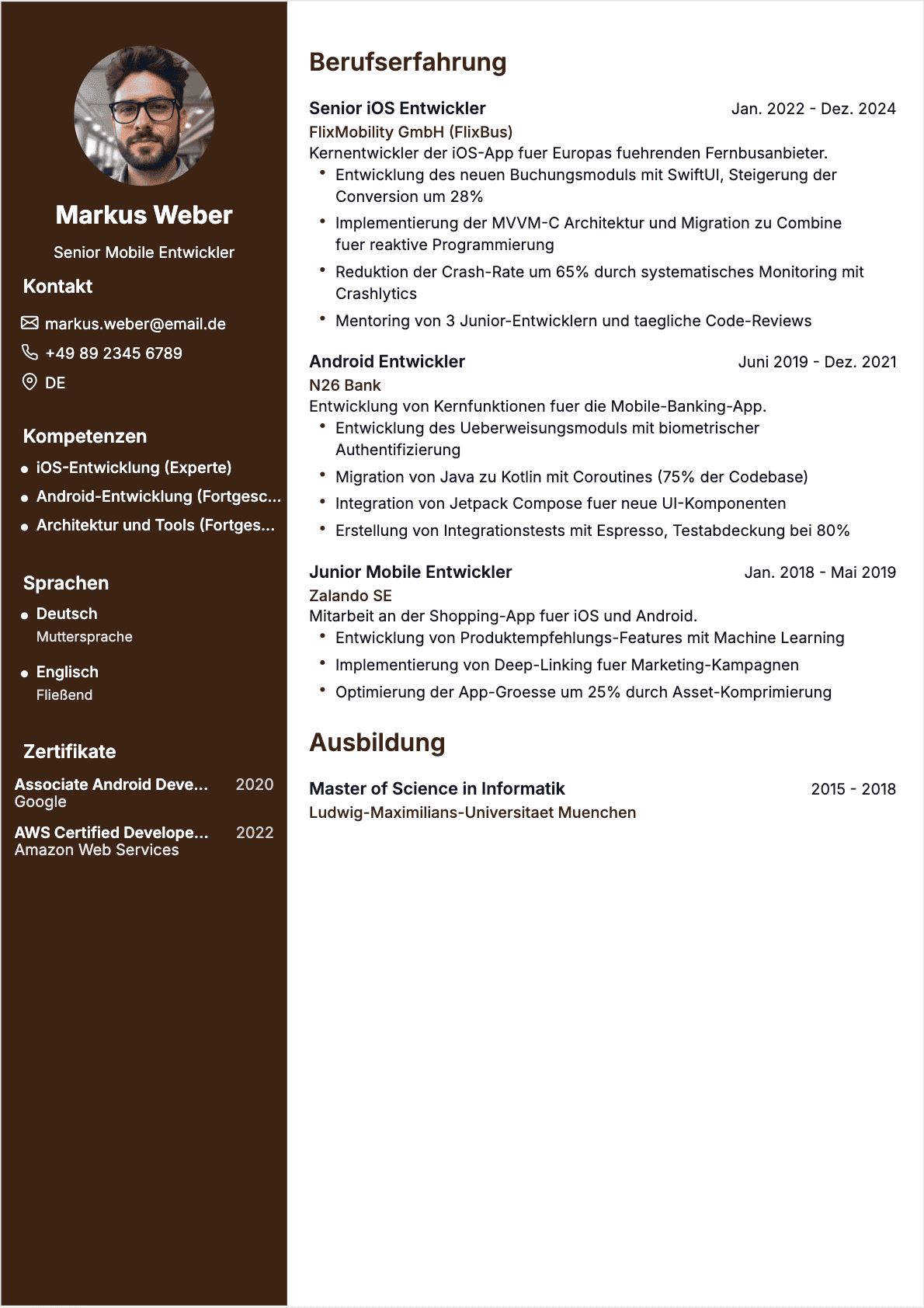 Mobile Entwickler Lebenslauf - Confirmé CV Mobile Entwickler Confirmé - Mobile Entwickler Lebenslauf