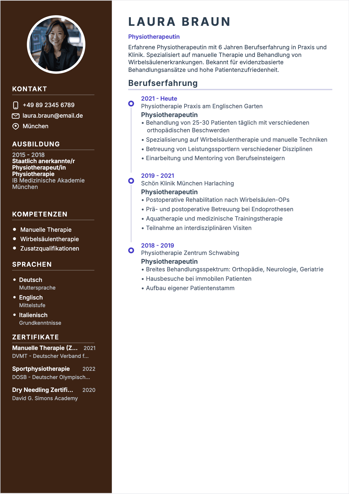 Physiotherapeut Lebenslauf-Beispiel