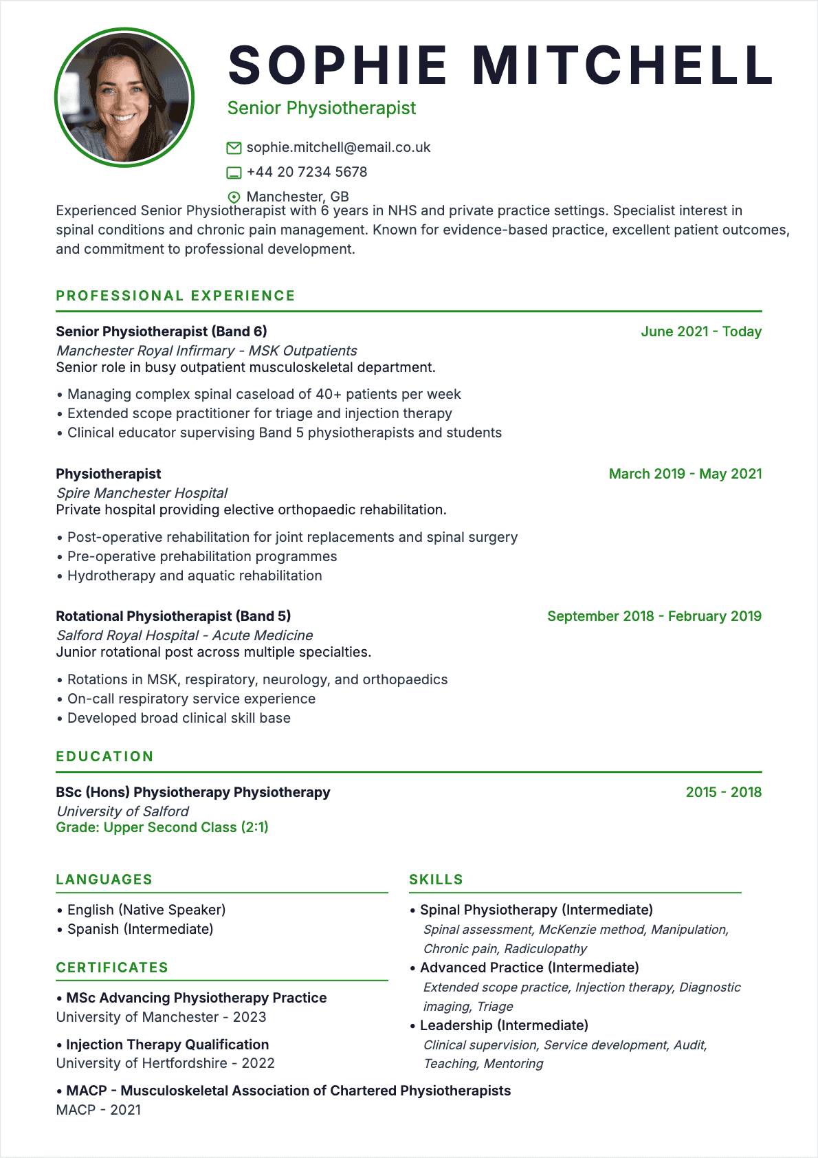 Physiotherapist Resume - Confirmé Resume Physiotherapist Confirmé - Physiotherapist Resume