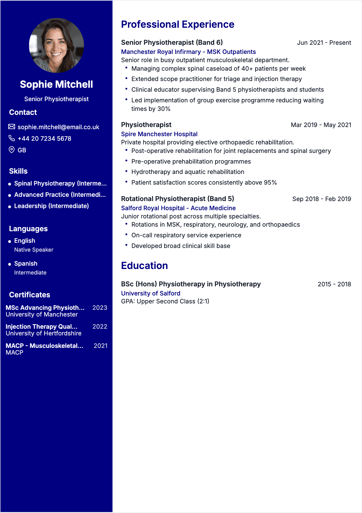 Physiotherapist Resume - Confirmé Resume Physiotherapist Confirmé - Physiotherapist Resume