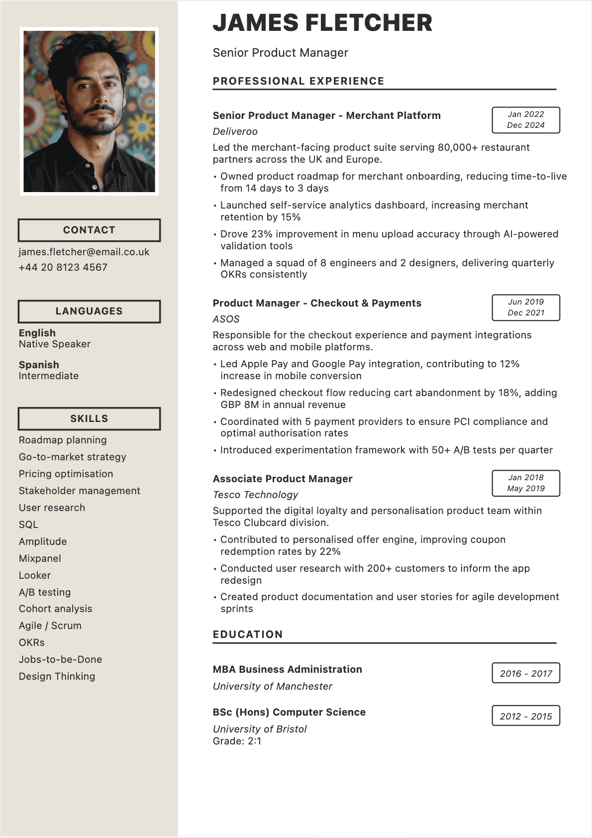 Product Manager resume example