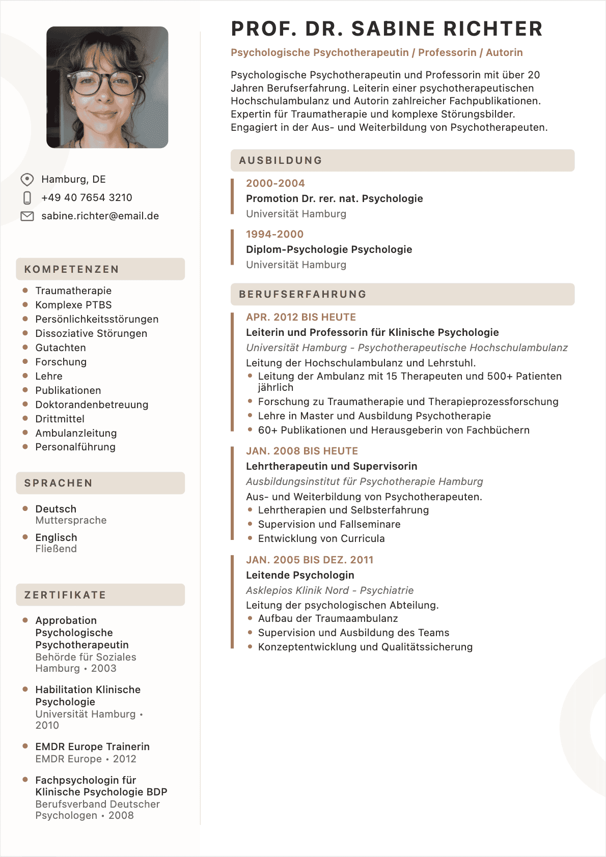 Psychologist Lebenslauf - Senior CV Psychologist Senior - Psychologist Lebenslauf