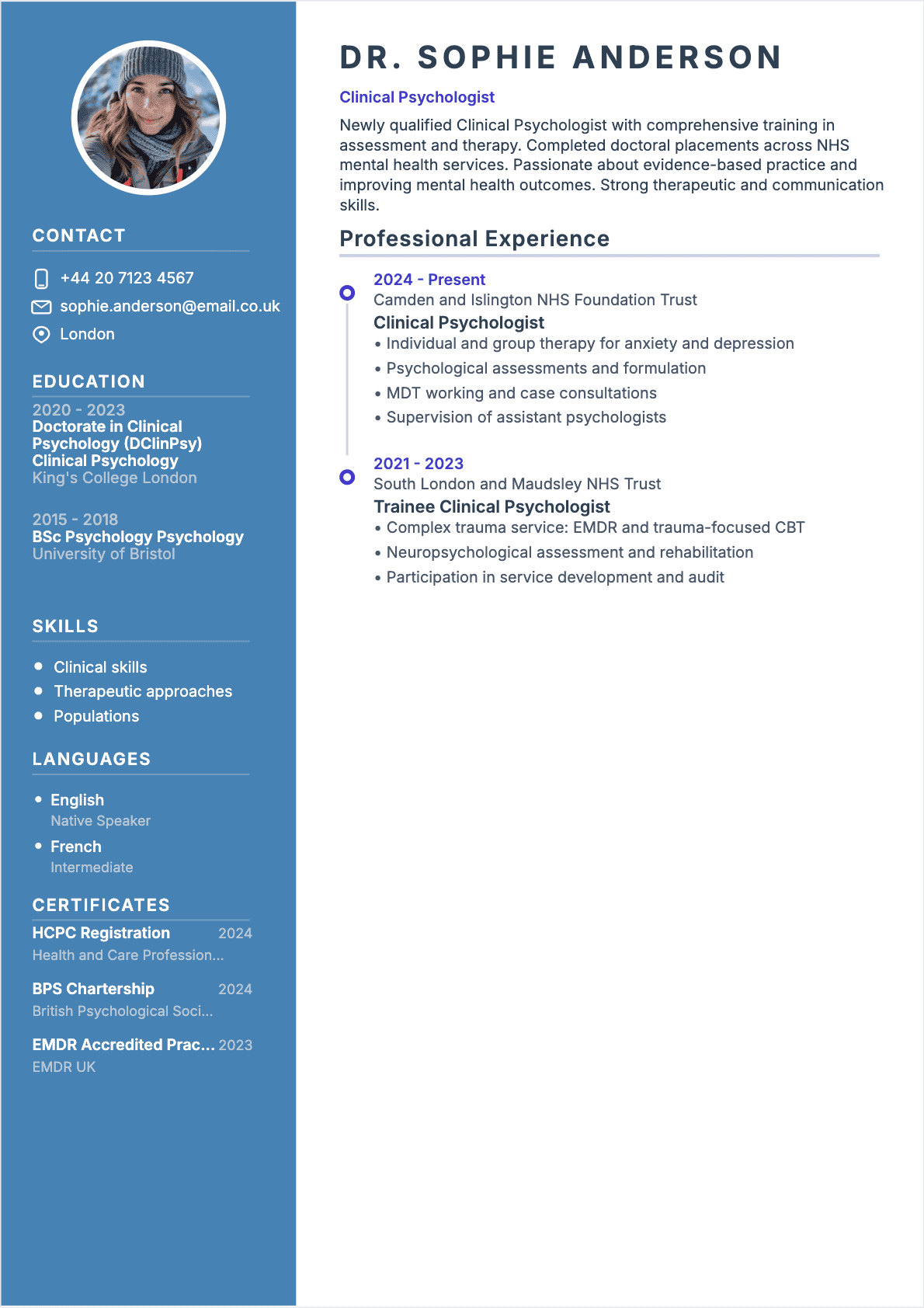 Psychologist Resume - Junior Resume Psychologist Junior - Psychologist Resume