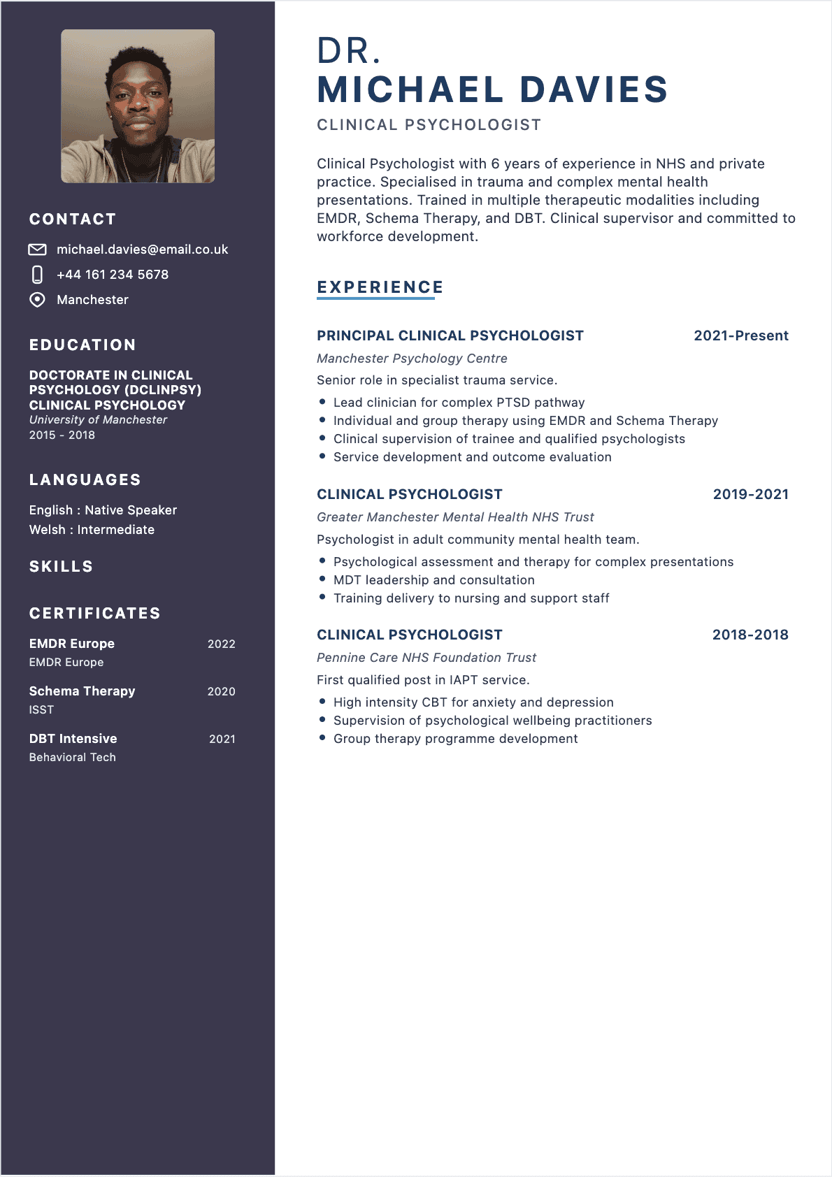 Psychologist Resume - Confirmé Resume Psychologist Confirmé - Psychologist Resume