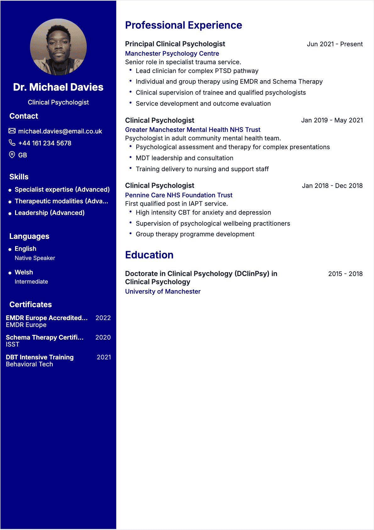 Psychologist Resume - Confirmé Resume Psychologist Confirmé - Psychologist Resume