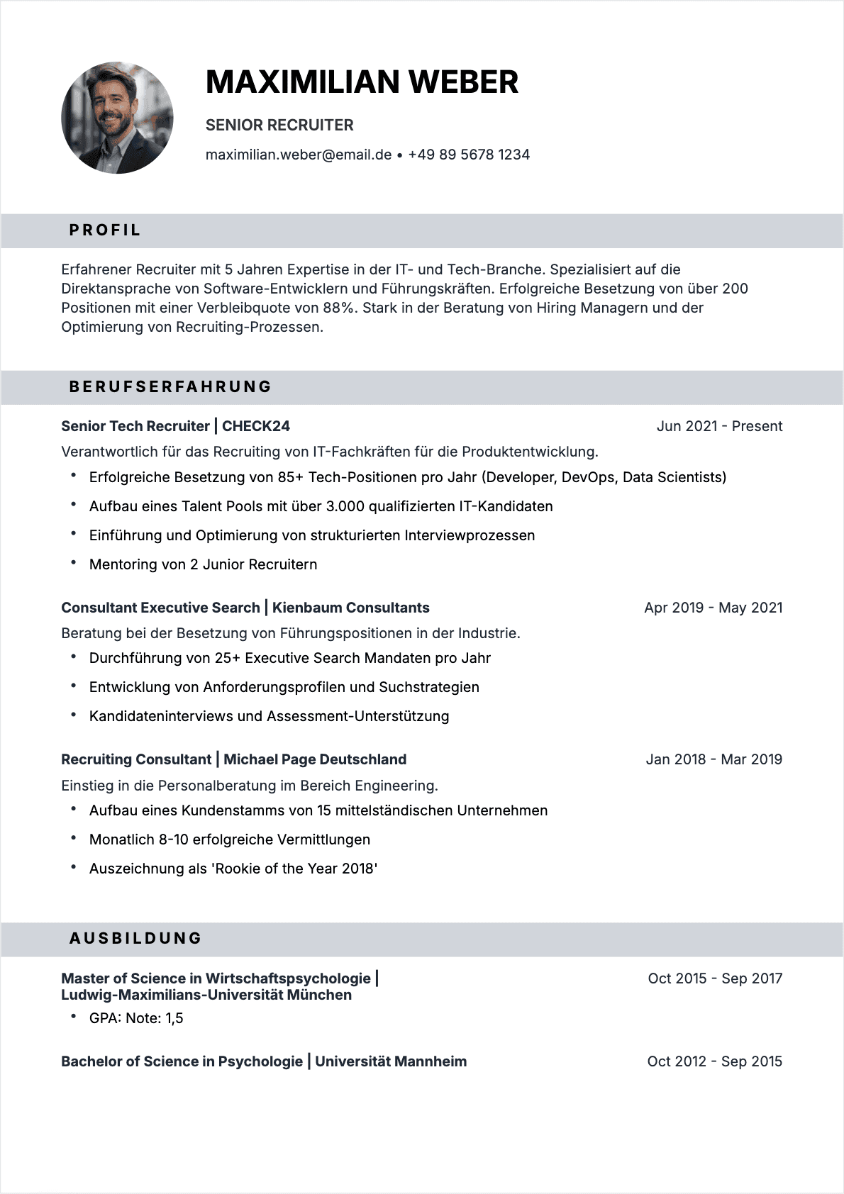 Recruiter Lebenslauf - Confirmé CV Recruiter Confirmé - Recruiter Lebenslauf