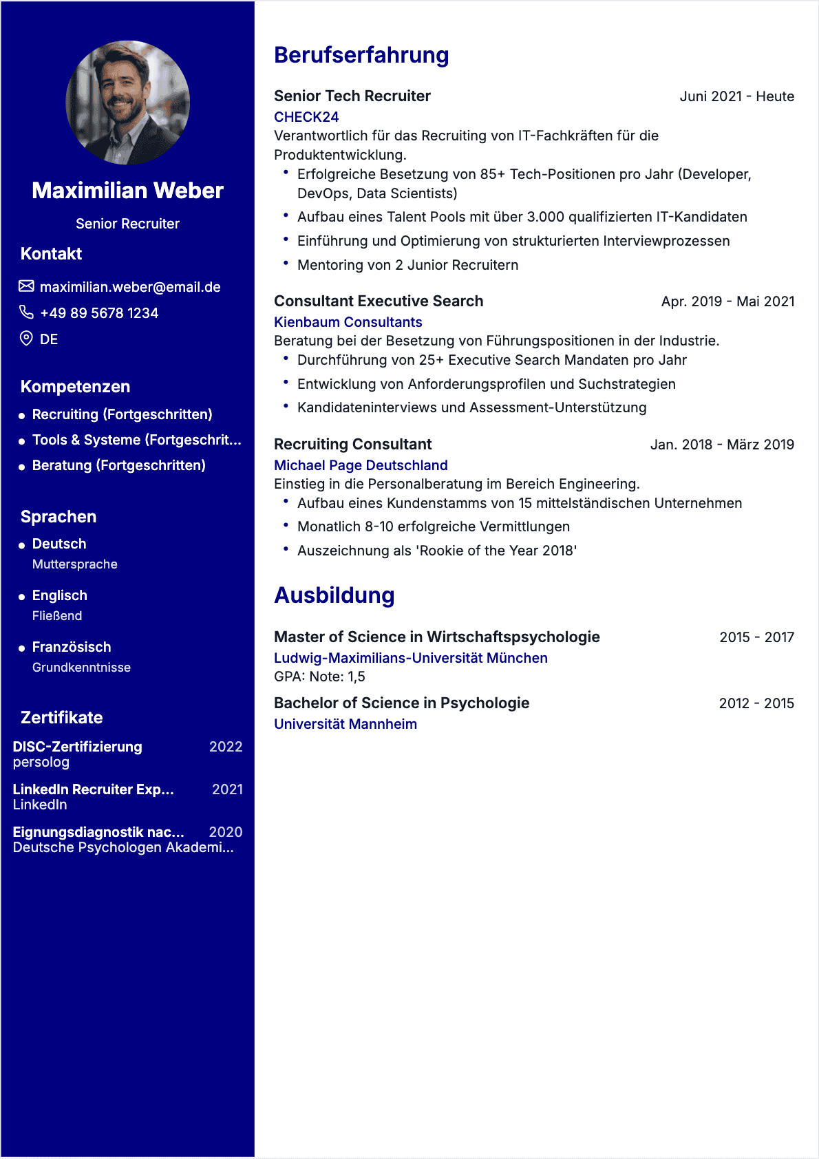 Recruiter Lebenslauf - Confirmé CV Recruiter Confirmé - Recruiter Lebenslauf