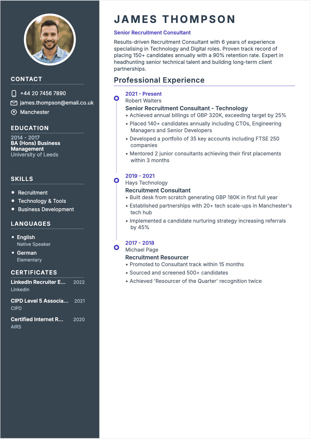 Recruiter Resume - Confirmé Resume Recruiter Confirmé - Recruiter Resume