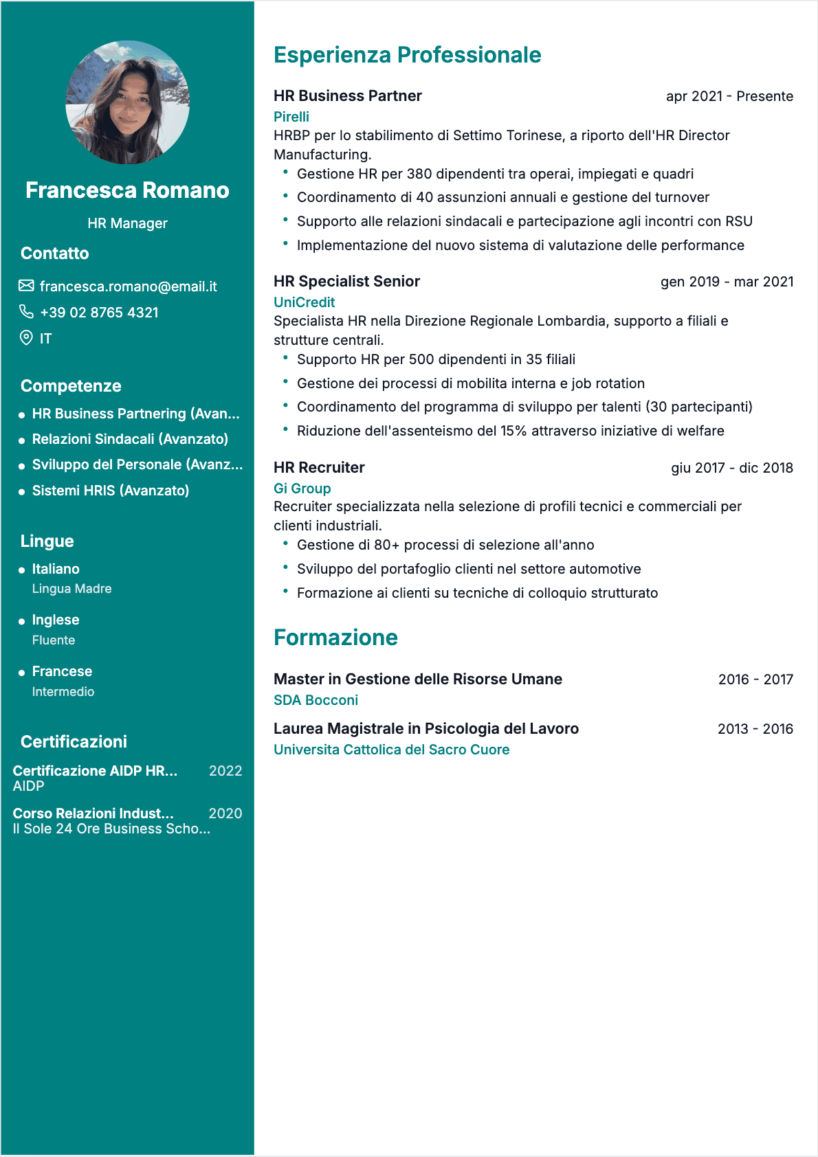 CV Hr Manager - Confirmé CV Hr Manager Confirmé - CV Hr Manager