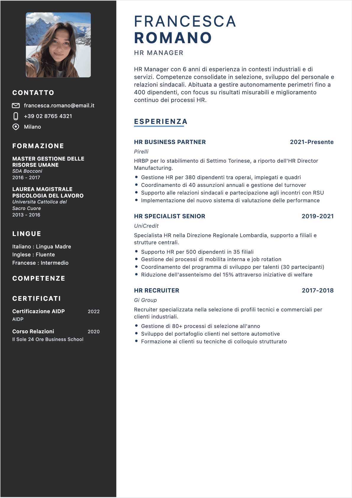 CV Hr Manager - Confirmé CV Hr Manager Confirmé - CV Hr Manager