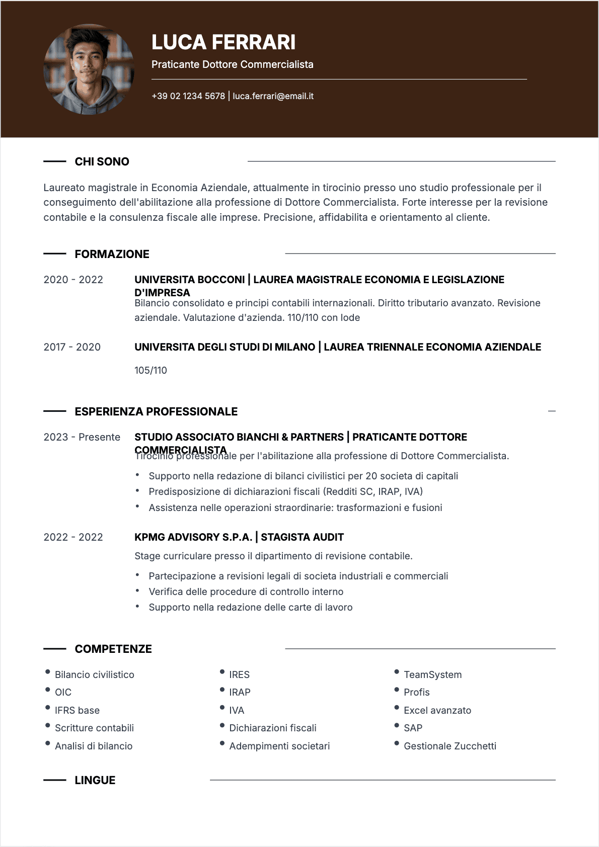 CV Revisore contabile - Junior CV Revisore contabile Junior - CV Revisore contabile