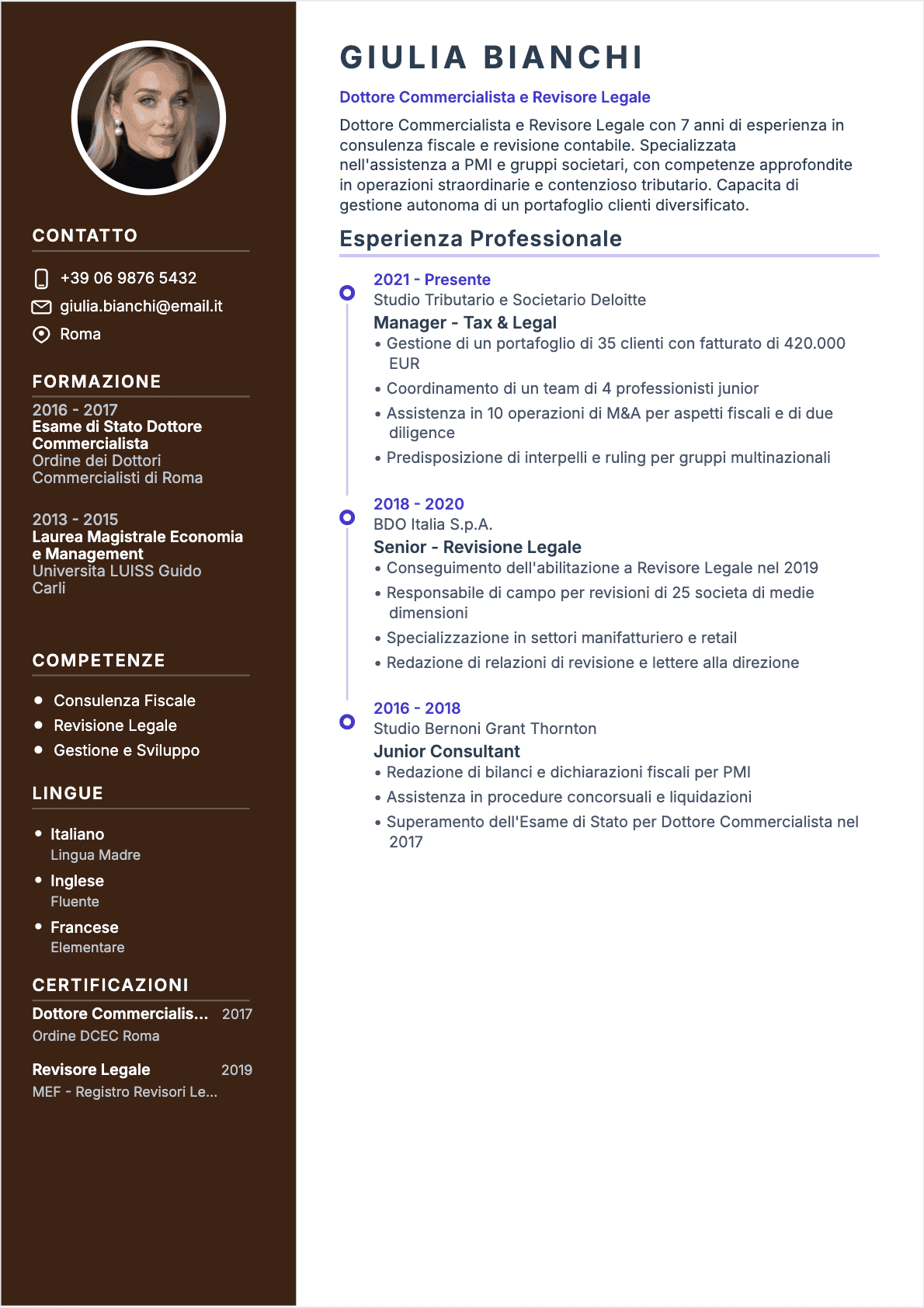 CV Revisore contabile - Confirmé CV Revisore contabile Confirmé - CV Revisore contabile