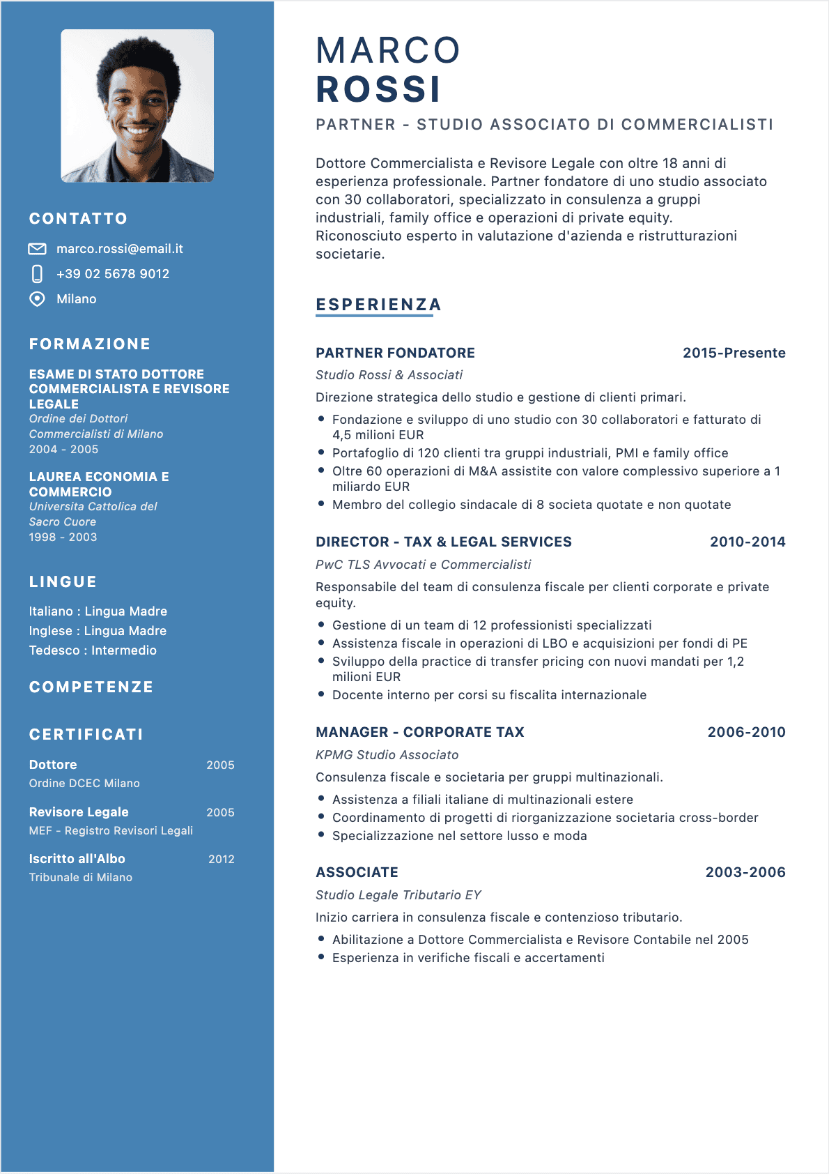 CV Revisore contabile - Senior CV Revisore contabile Senior - CV Revisore contabile