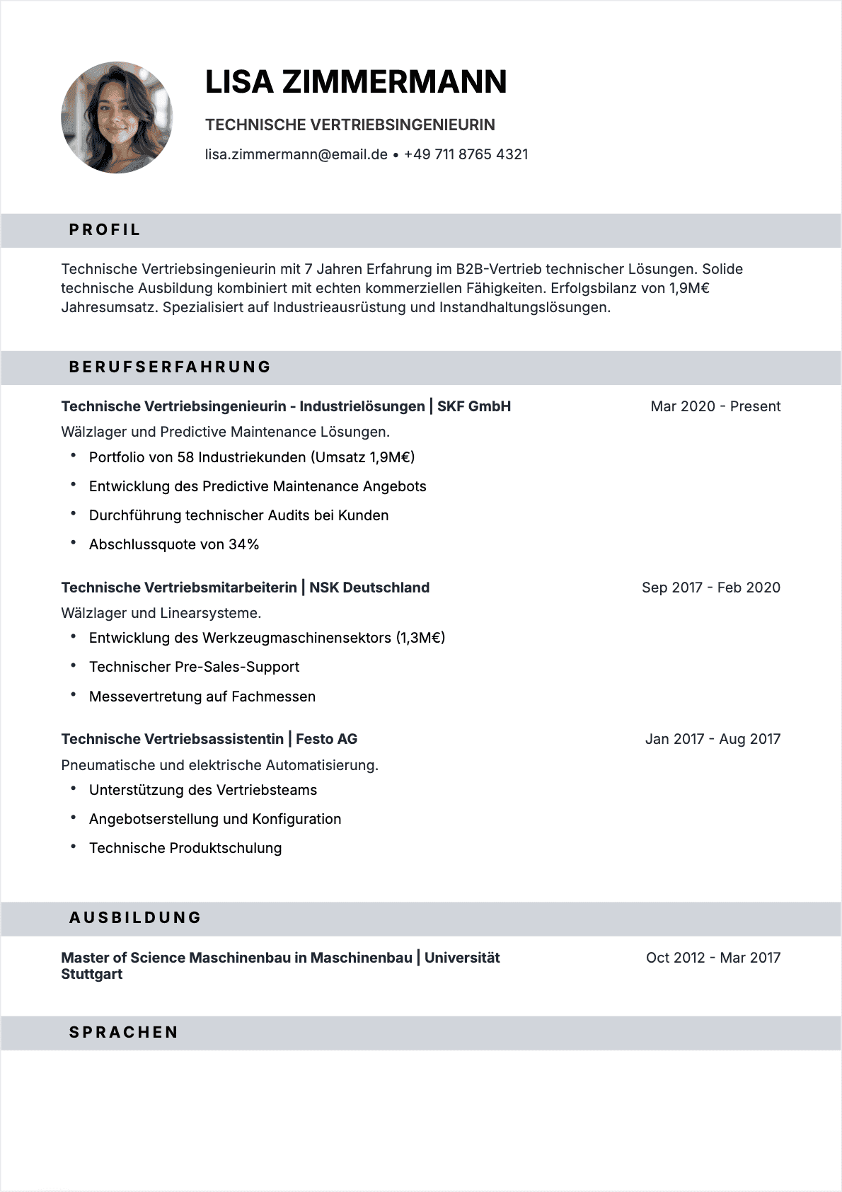 Technical Sales Lebenslauf - Confirmé CV Technical Sales Confirmé - Technical Sales Lebenslauf