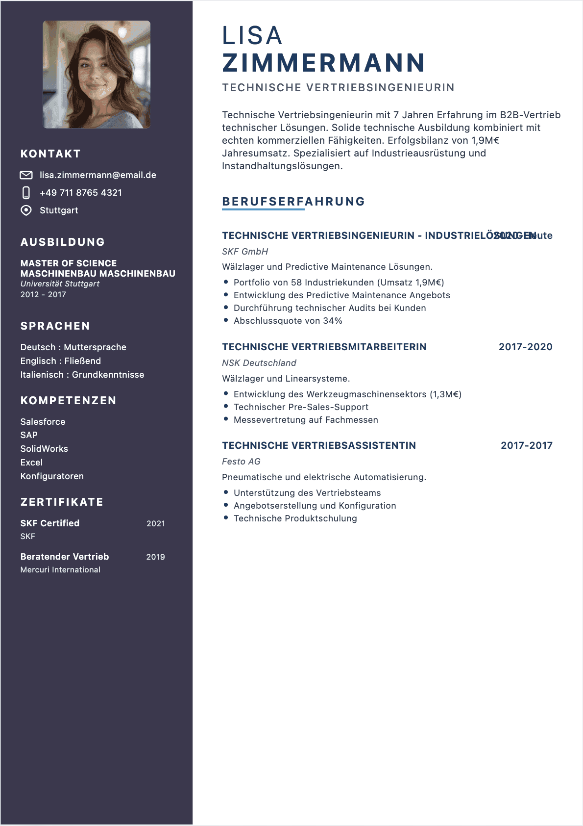 Technical Sales Lebenslauf-Beispiel