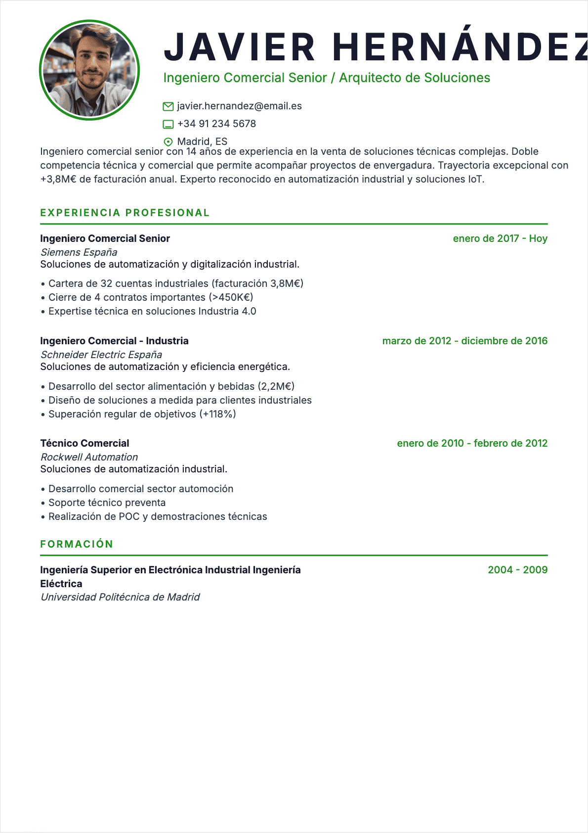 CV Technico Comercial - Senior CV Technico Comercial Senior - CV Technico Comercial