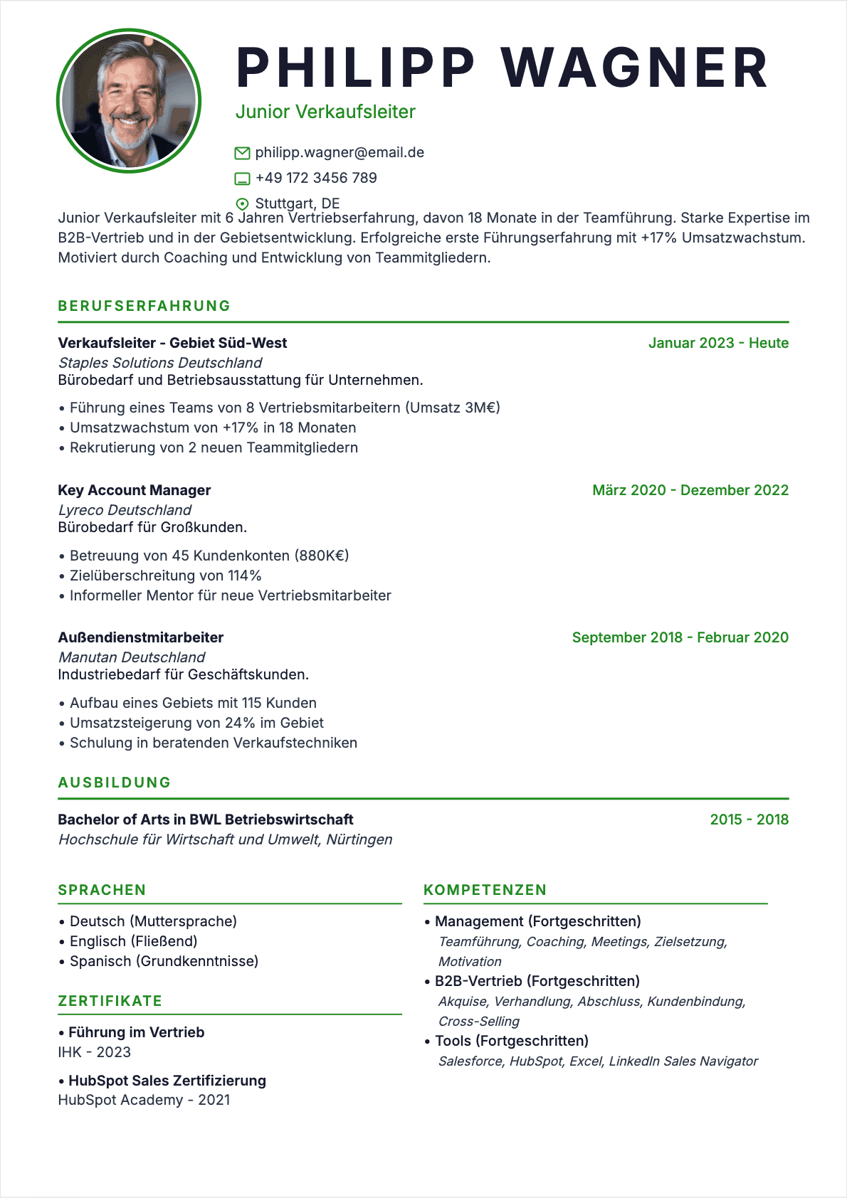 Verkaufsleiter Lebenslauf - Junior CV Verkaufsleiter Junior - Verkaufsleiter Lebenslauf