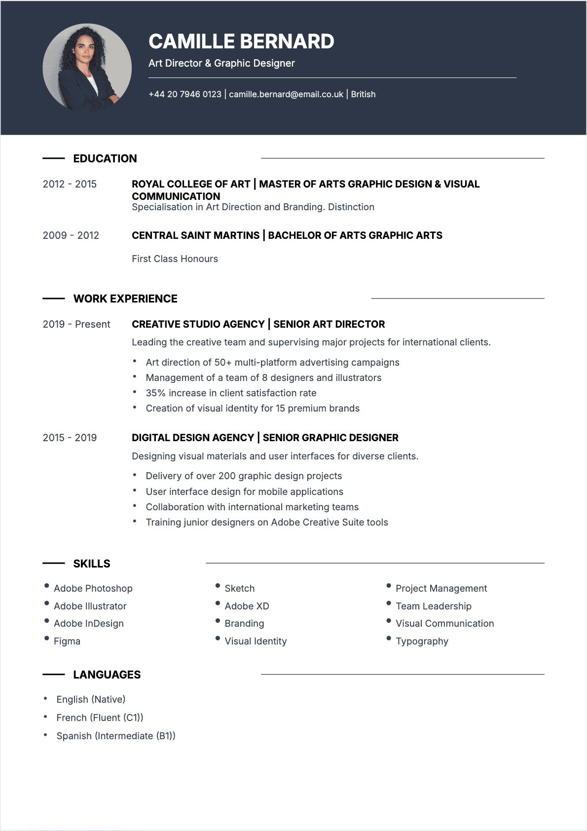 Template CV mono - Modèle professionnel optimisé ATS