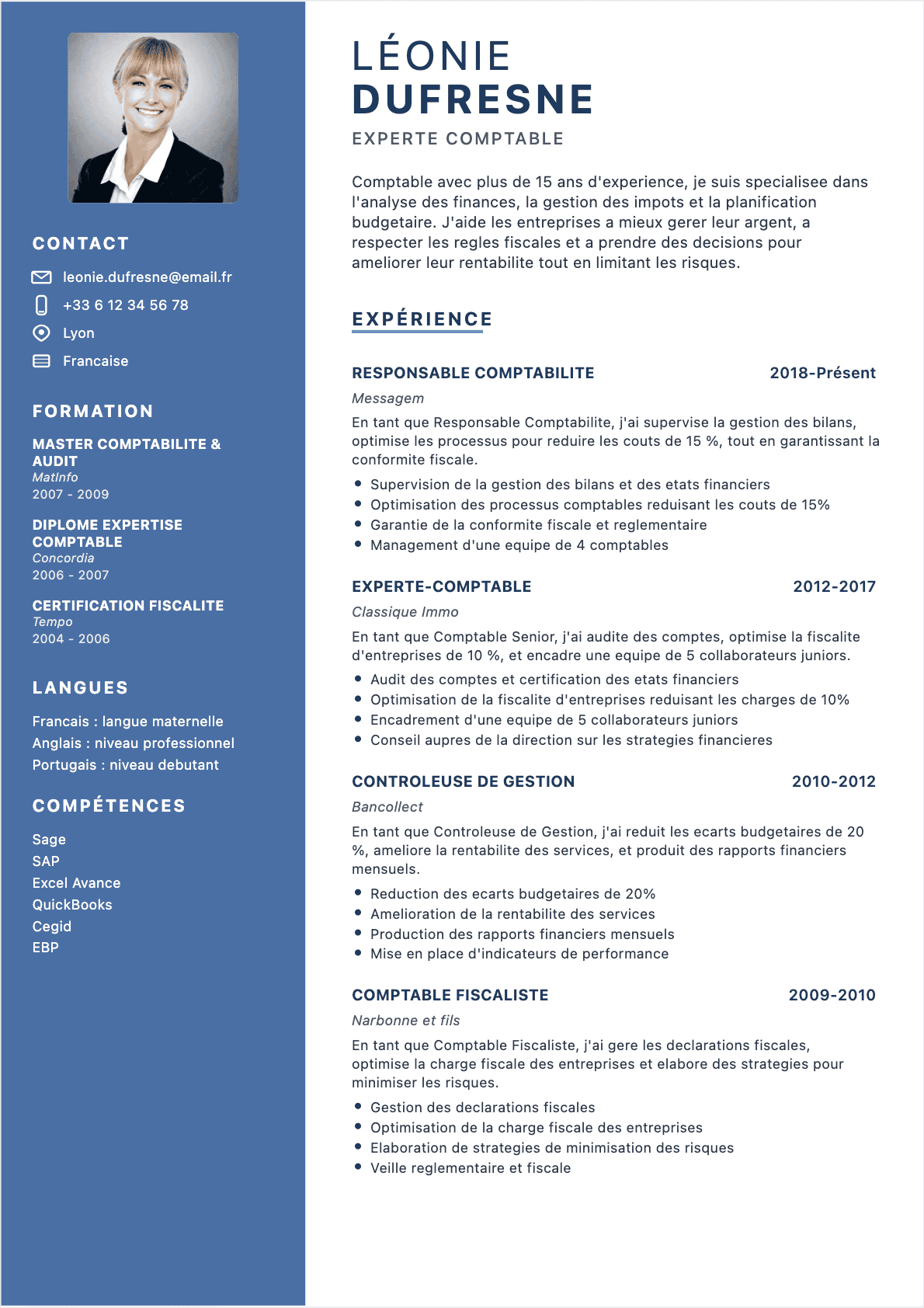 Template CV flow - Modèle professionnel optimisé ATS