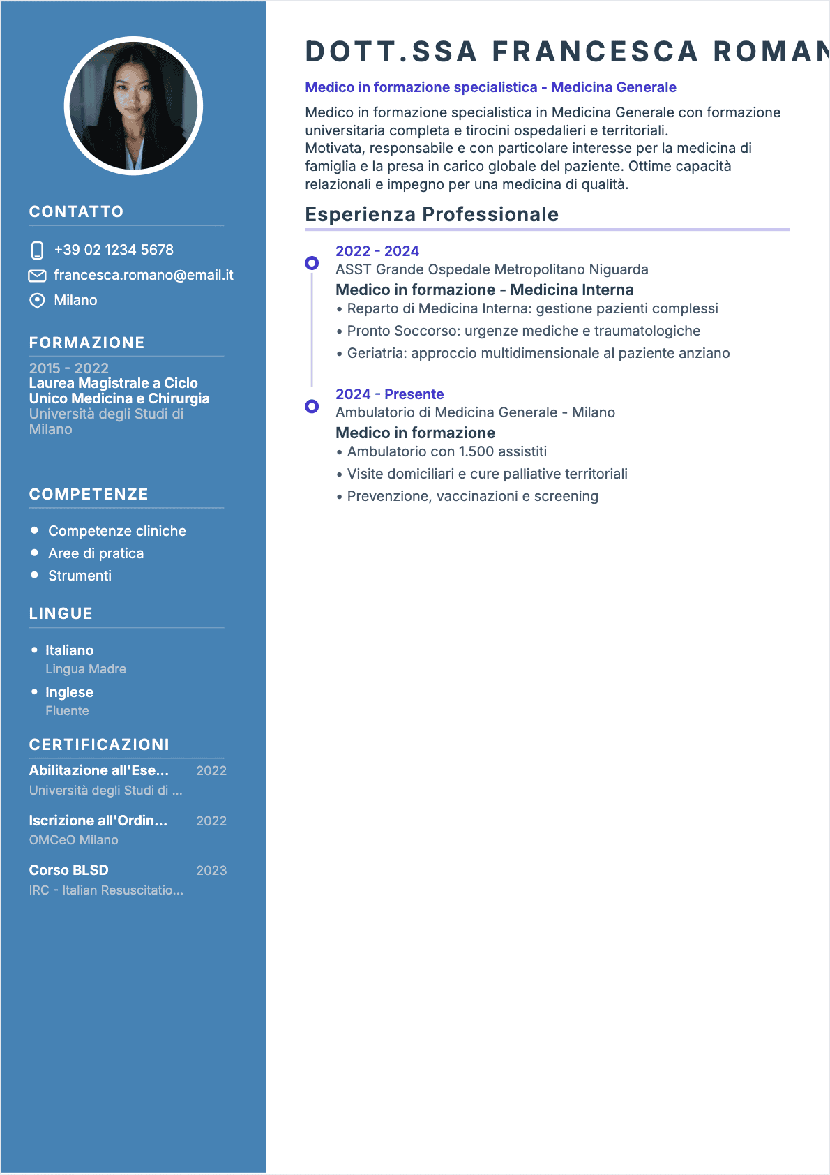 Modèle de CV CV Medico - Niveau Principiante | Template professionnel optimisé ATS