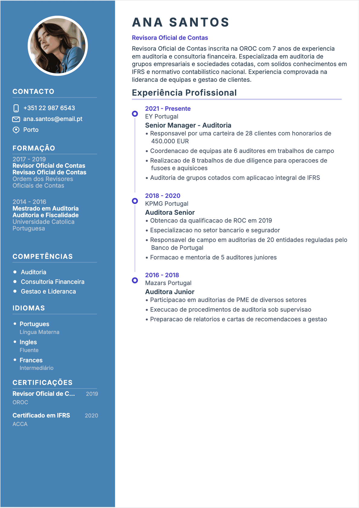 Modèle de CV CV Auditor - Niveau Experiente | Template professionnel optimisé ATS